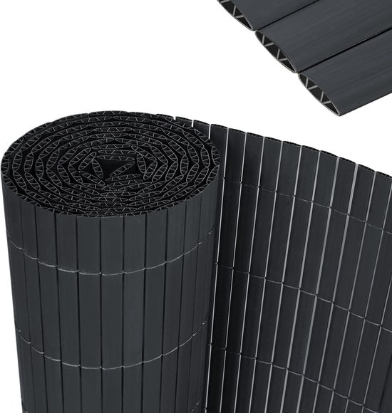 Brise-vue en PVC anthracite 200x400cm – Forme W pour balcon et jardin – Résistant au vent et aux UV – Avec serre-câbles