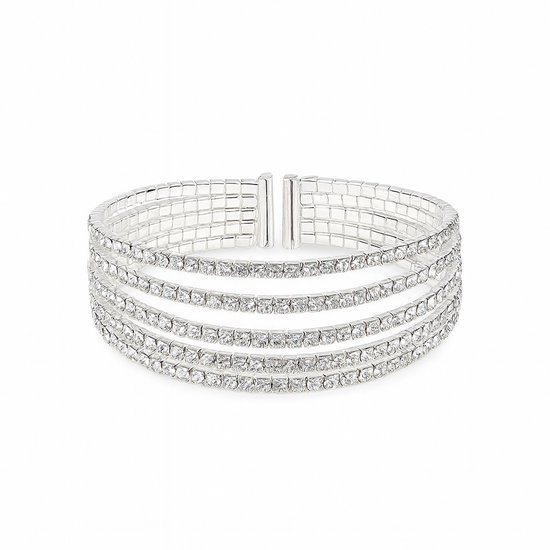 Bracelet Sorprese – Radiance – Bracelet Femme 5 Rangs Zircone – Réglable – Argent – Cadeau Luxe – Modèle V