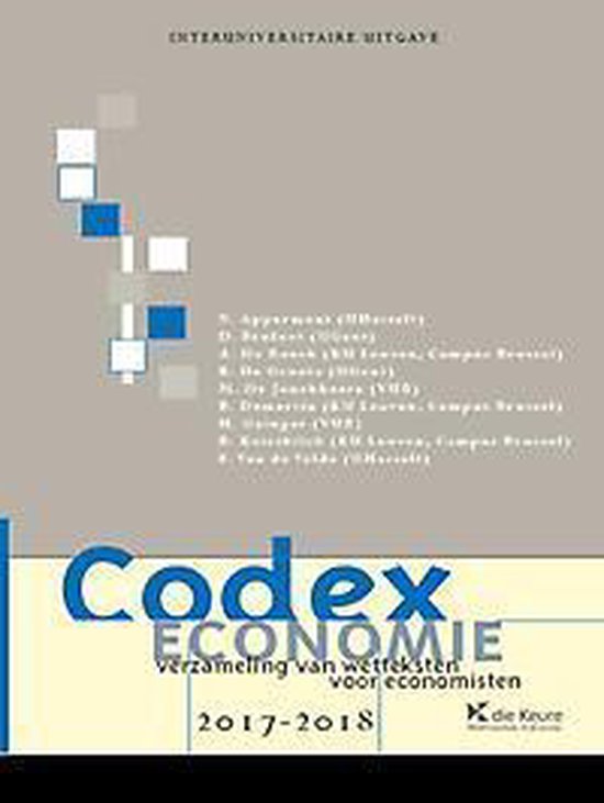Codex economie 2017-2018 verzameling van wetteksten voor economisten