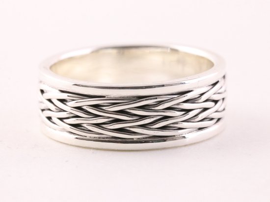 Bague en argent lourd avec motif tressé – taille 19,5