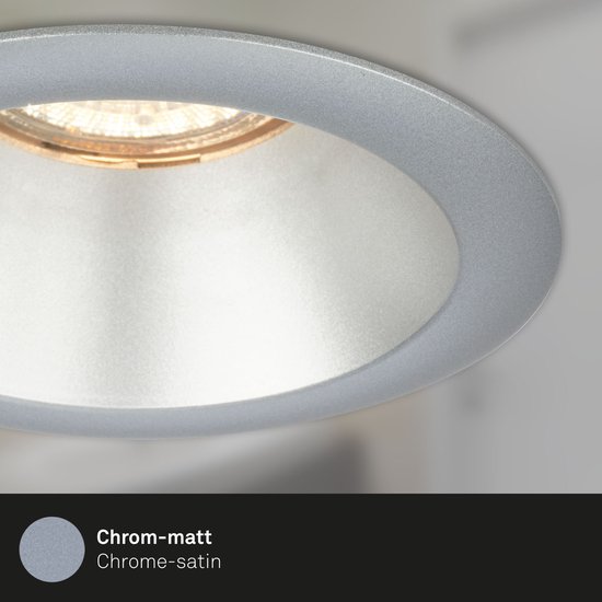 Briloner Leuchten – Set de 3 spots encastrés, lampes encastrées, douille encastrée GU10, spot encastré, chrome mat, 95×61 mm