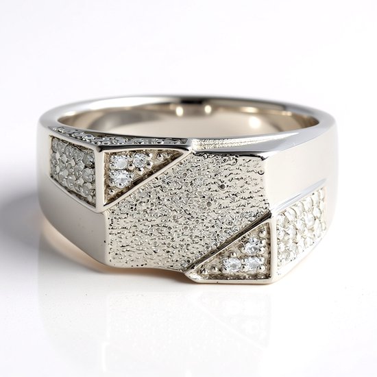 Cavill – Bague en Argent Sterling 925 – 0,317 ct Topaze Blanche Taille Brillant – Design Géométrique Moderne – Topaze Brésilienne Pavé