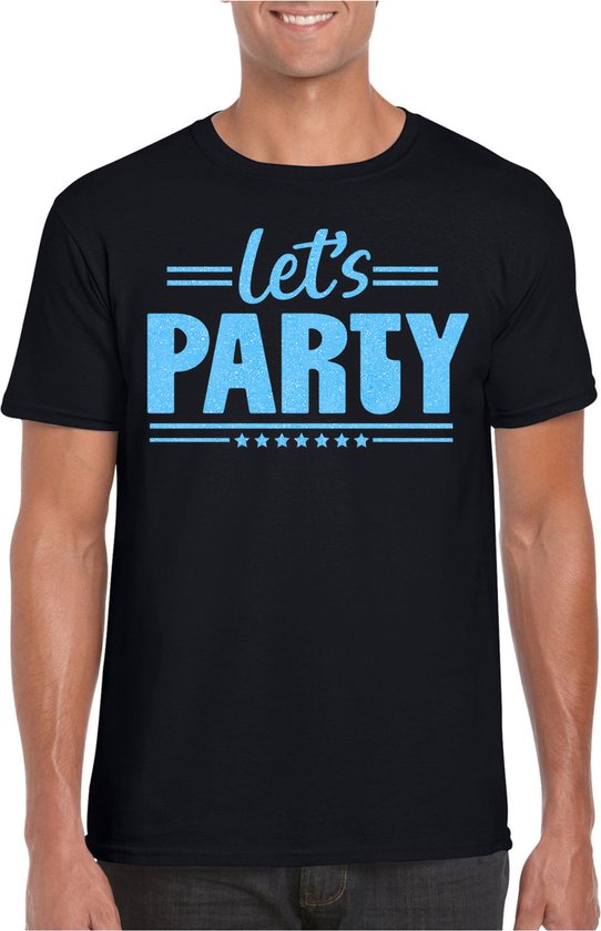 Bellatio Decorations Chemise habillée pour hommes – faisons la party – noir – paillettes – carnaval/soirée à thème S