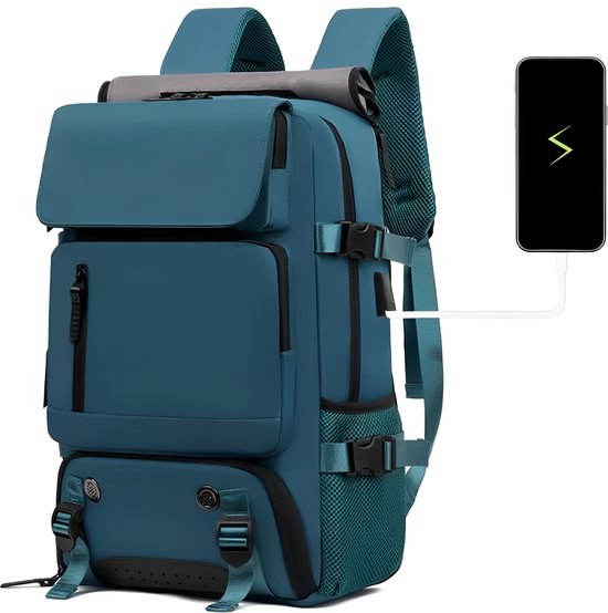 CarryQuest® – Sac à dos de voyage pour femme – Sac à dos pour ordinateur portable 16 pouces imperméable avec sac à chaussures – Sac à dos de randonnée camping – Matériau Oxford – Vert foncé