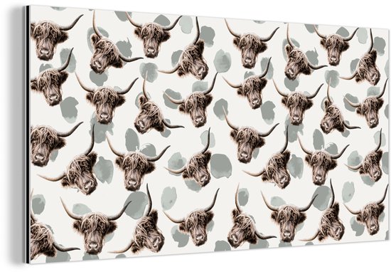 Décoration murale Métal – Peinture Aluminium Industriel – Scottish Highlander – Vache – Animaux – 160×80 cm – Dibond – Photo sur aluminium – Décoration murale industrielle – Pour le salon/chambre