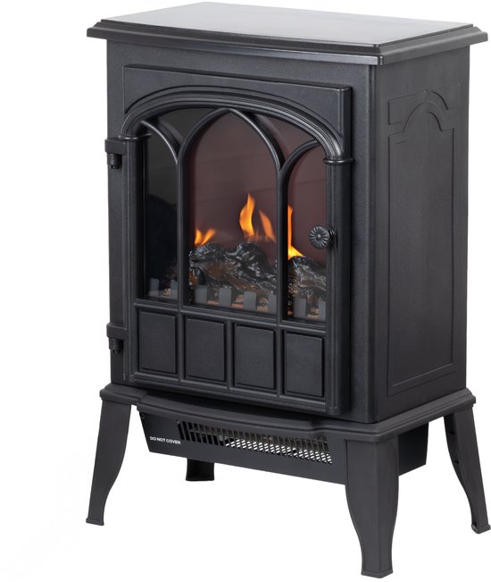 Cheminée électrique EVIQ – Cheminée Chauffage – 1000/2000 W – Poêle sur pied – Éclairage LED réaliste – Zwart
