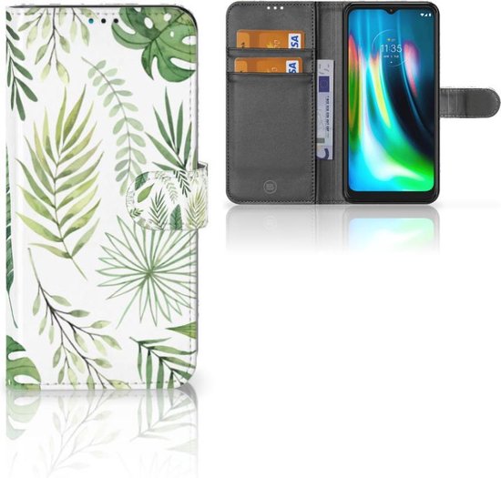 Étui de Bumper Folio pour Motorola Moto G9 Play | E7 Plus Coque Feuilles