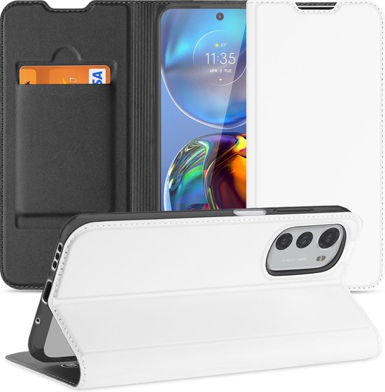 Coque Motorola Moto E32 | Bookcase Moto E32s Wit avec Porte-Cartes et Support