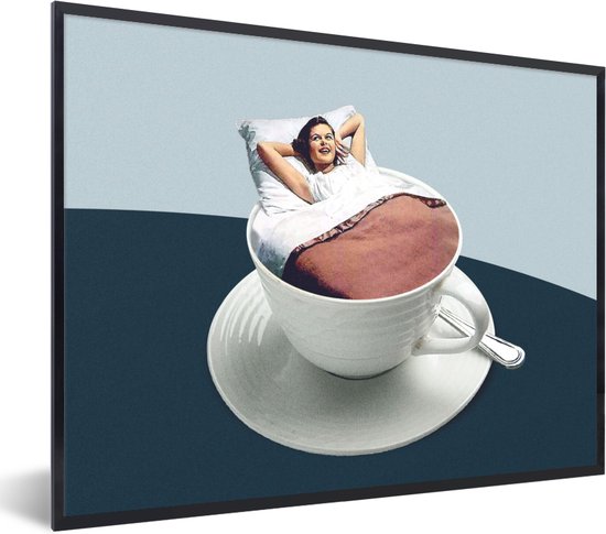 Cadre photo avec affiche – Femme – Café – Vintage – 40×30 cm – Cadre pour affiche