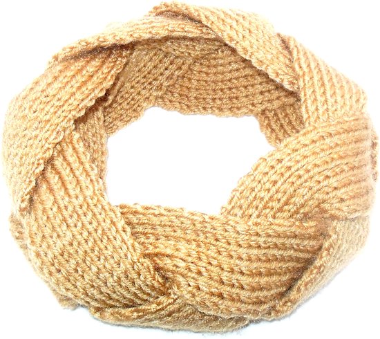 Bandeau cheveux crocheté + tressé couleur sable – hiver – tissu hiver – tissu épais