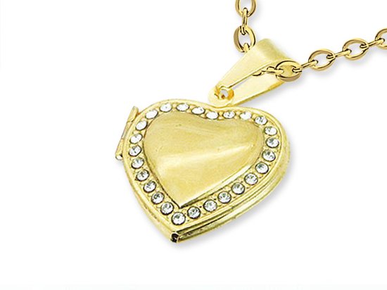 Collier Montebello Sari Or – Acier 316L – Coeur – Medaillon – 24x21mm – 45cm
