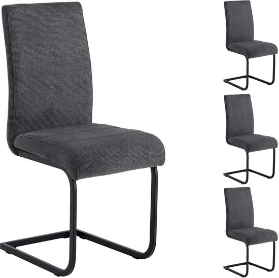 Chaise de salle à manger LETICIA Chaise pivotante lot de 4 anthracite/noir Image principale