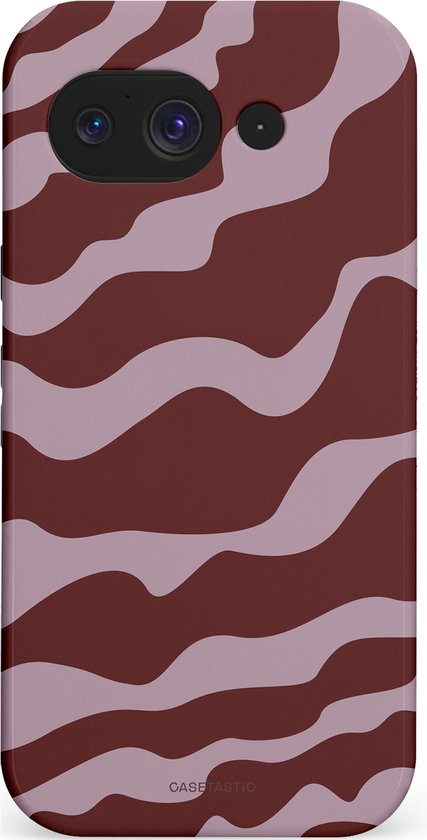 Coque Casetastic compatible avec Google Pixel 10a – Étui de protection double couche élégant – Vagues rouges roses