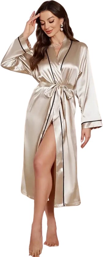 Badjas Satin Nivard Femme – Kimono – Robe de chambre – Satin – Robe de chambre – Pyjama – Goud – Taille L