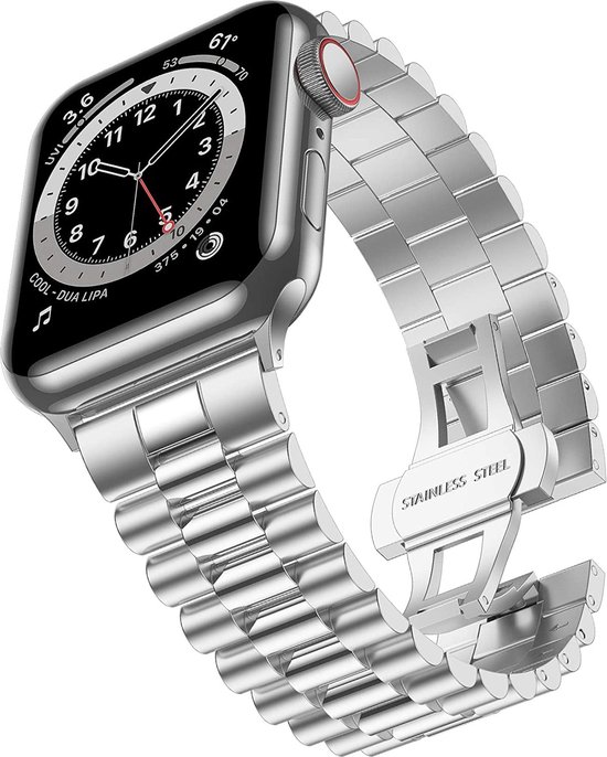 Bracelet Strap-it adapté pour Apple Watch – Bracelet présidentiel en acier – argent – Taille: 42 – 44 – 45 mm