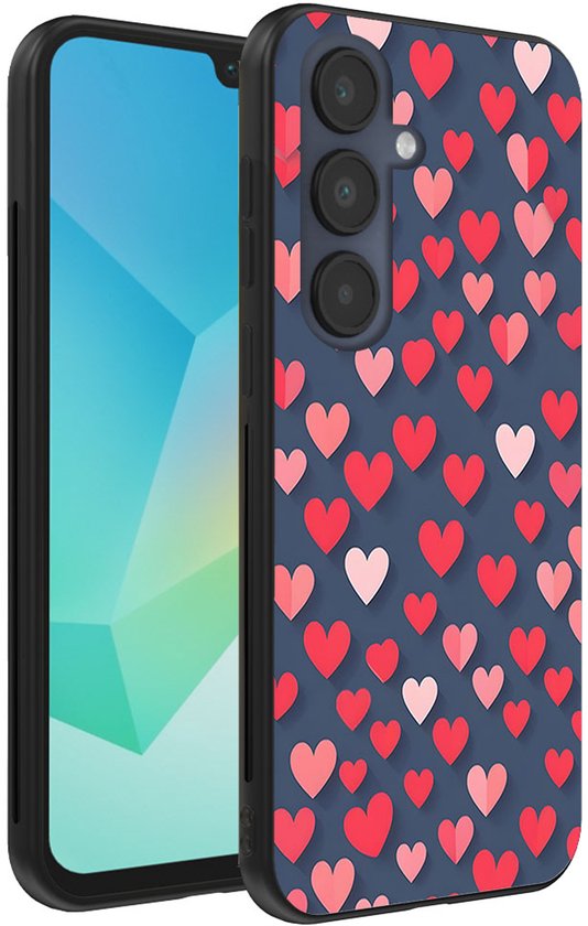 Coque Smartphonica pour Samsung Galaxy A16 avec Hartjes roses et rouges – Coque arrière en TPU avec Design cœurs roses et rouges pour Samsung Galaxy A16