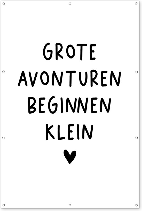 Décoration murale Citations – Aventures – Wit – Zwart – 120×180 cm – Poster jardin