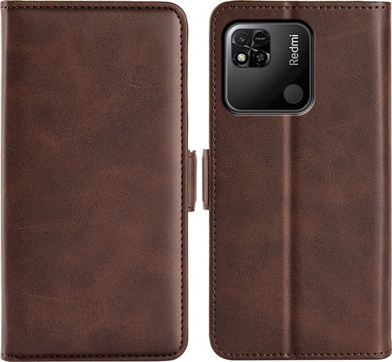 Coque Xiaomi Redmi 10A – Etui portefeuille de Luxe MobyDefend (fermeture latérale) – Marron – Coque pour téléphone portable – Coque adaptée à : Xiaomi Redmi 10A