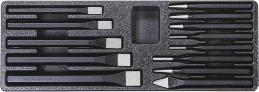 Module PVC 397x145x40mm burins et pointeaux – 13 pcs – 09317
