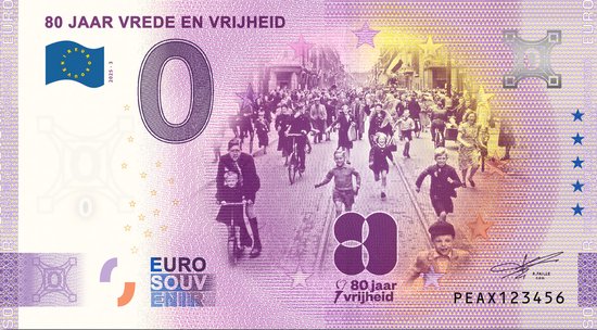 Billet de 0 Euro Nederland 2025 – 80 ans de paix et de liberté