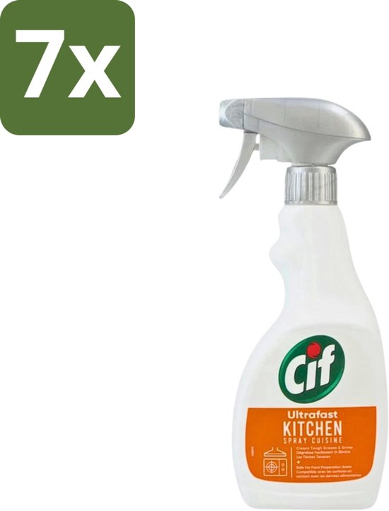 Cif – Spray Cuisine – Super Rapide – Élimine la Saleté Tenace – 500ml – Lot de 7