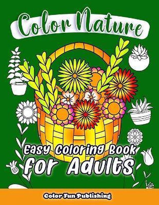 Color Nature Livre de coloriage facile pour adultes, dessins en gros caractères pour soulager le stress et se détendre