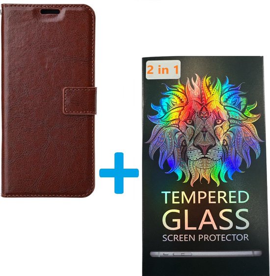 Étui portefeuille + 2x Glas de protection d&rsquo;écran Adapté à : Xiaomi Redmi A1 / A2 – Marron