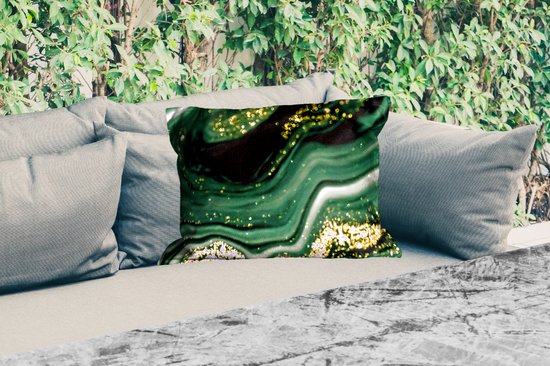 Coussins d&rsquo;extérieur – Jardin – Marbre – Or – Glitter – Vert – Aspect marbre – Luxe – 50×30 cm
