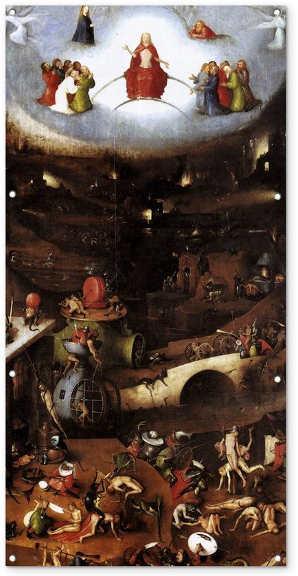 Décoration murale murale d&rsquo;extérieur Le jugement dernier – peinture de Hieronymus Bosch – 80×160 cm – Toile de jardin