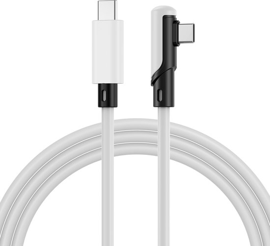 Câble VR Link USB-C vers USB-C pour Meta Quest 3S / 3 / 2 / Pro, Pico 4 Ultra / 4 et PC / Steam VR par MMOBIEL – Câble Type-C coudé à 90 degrés pour casque VR Gaming – Câble de charge USB-C de 3 m – Wit