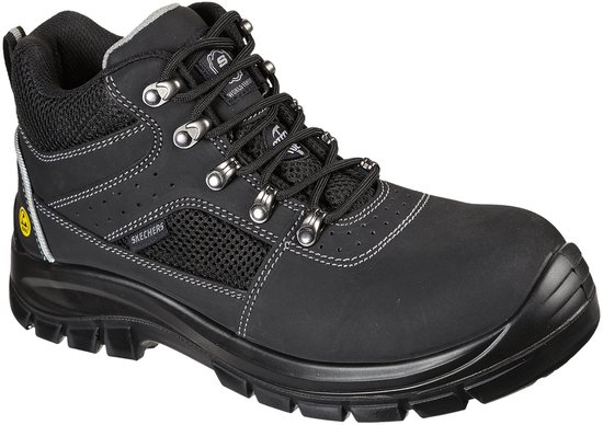 Chaussures de travail Skechers en cuir pour hommes S1 – Zwart – Taille 48,5 – Cuir véritable