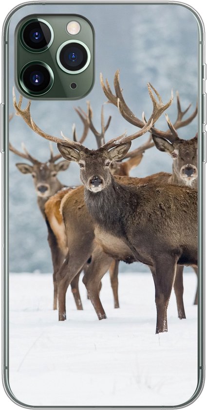 Coque iPhone 11 Pro – Cerf – Animaux – Neige – Hiver – Paysage – Nature – Coque de téléphone en Siliconen