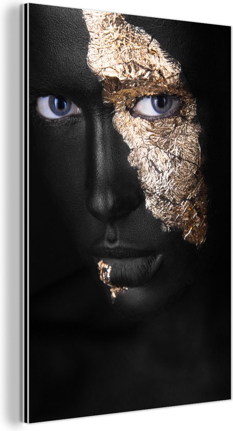 Décoration murale Métal – Peinture Aluminium Industrielle – Femme – Or – Black and Gold et Or – 60×90 cm – Dibond – Photo sur aluminium – Décoration murale industrielle – Pour le salon / chambre
