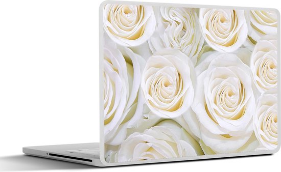 Autocollant pour ordinateur portable – 11,6 pouces – Fleurs – Roses – Wit – 30x21cm – Autocollants pour ordinateur portable – Peau pour ordinateur portable – Couverture