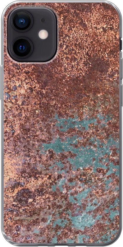 Coque iPhone 12 – Rouille – Fer – Turquoise – Étui de téléphone en Siliconen