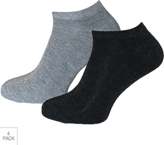 Chaussettes Sneaker en Bamboe avec Assise Plantaire Terry 6-Pack – Anthracite – Taille 36-40 – Chaussettes basses Comfy en Bamboe pour pieds frais et secs – Femmes / Hommes