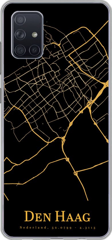 Coque Samsung Galaxy A71 – La Haye – Plan de la ville – Noir et or – Coque de téléphone en Siliconen