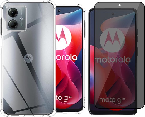 Coque pour Motorola Moto G24 – Protecteur d&rsquo;écran de confidentialité en Glas à couverture complète – Antichoc Transparent
