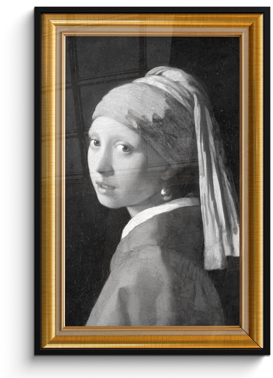 Cadre photo avec affiche – Fille à la boucle d&rsquo;oreille en perle – Vermeer – Cadre – Or – 80×120 cm – Cadre pour affiche