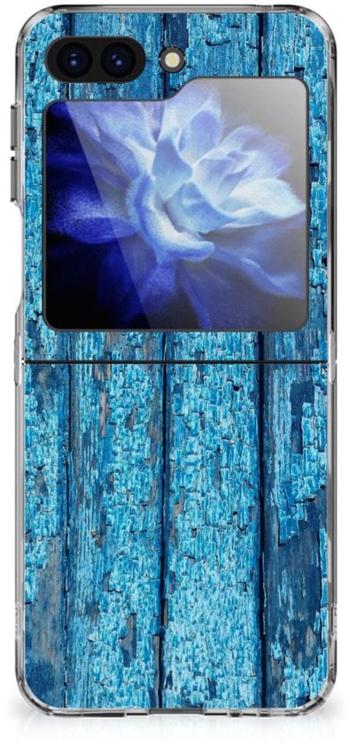 Coque Téléphone pour Samsung Galaxy Z Flip 6 Housse Coque Bois Bleu