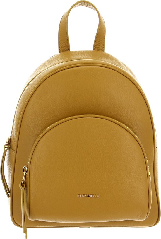 COCCINELLE Cuir Sac à dos de loisirs Sac à dos Coccinelle Gleen Handback Grained Leather Citronella Moutarde