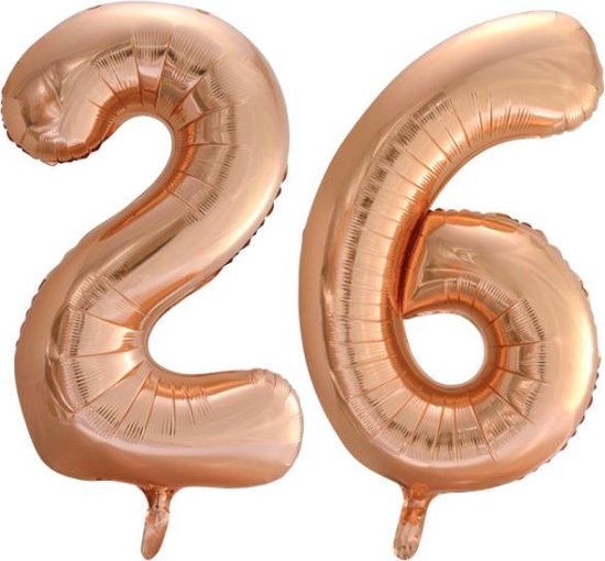Ballon aluminium n ° 26 Or Rose 86cm