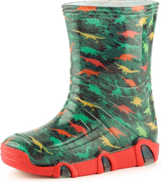 Ladeheid Kinder Regenlaarzen – Jongens Meisjes Antislip Zool – PVC -LA-ZT-SzuwarekBW – Dunkles Türkis Dinosaurier – 23/24