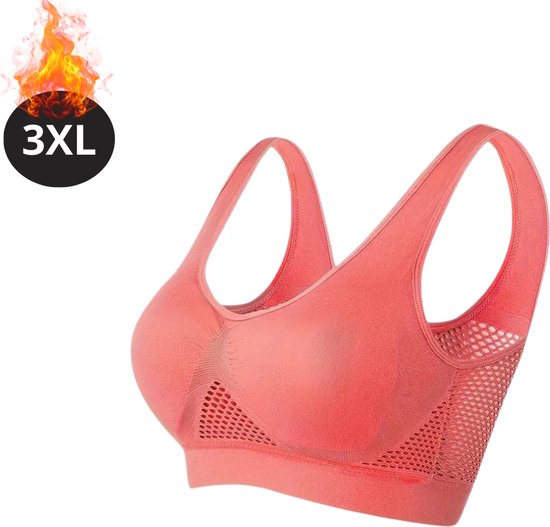 BH Bovista sans armatures – Sans Bracelets – Soutiens-gorge -gorge Push -up – Soutien-gorge Comfort – Confortable – Solide – Yoga – Plus taille – Rouge – Taille 3XL