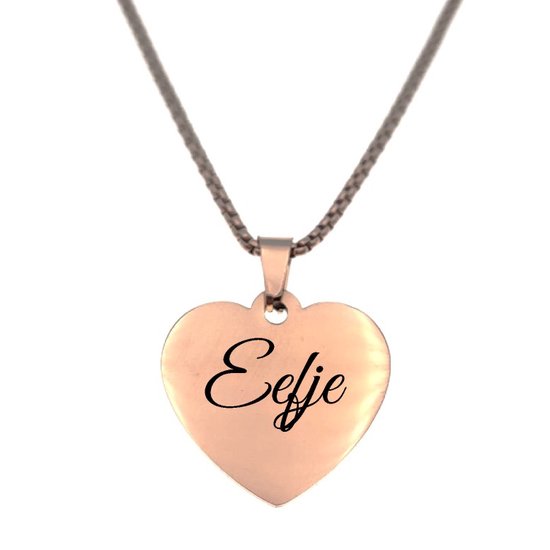 Chaîne – Cœur – Met Naam – Eefje – Or Rose