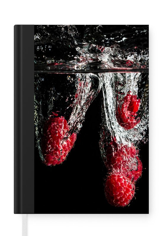 Carnet – Cahier – Framboises – Fruit – Nature morte – Water – Zwart – Rouge – Carnet – Format A5 – Bloc-notes