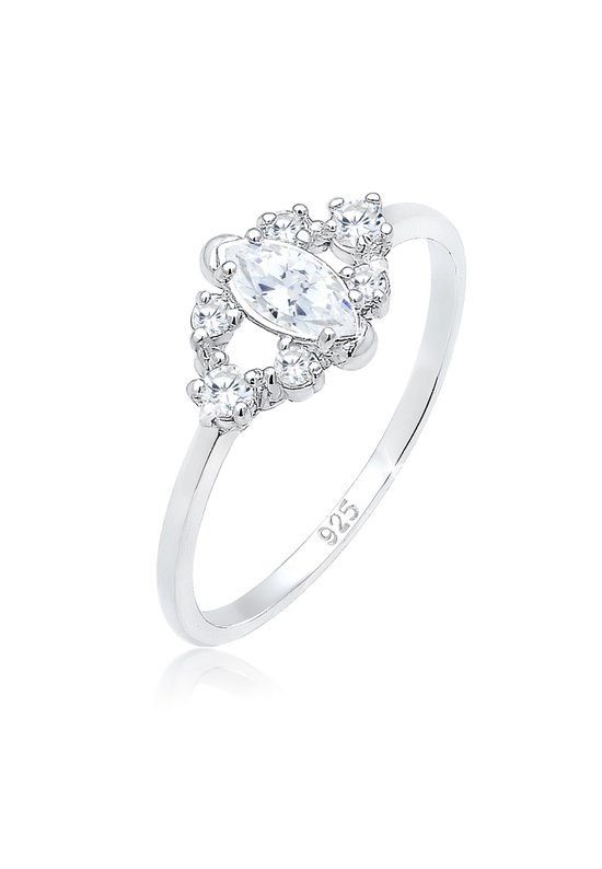 Elli Ring Femme Motif Floral Ludique avec Cristaux de Zircone en Argent Sterling 925