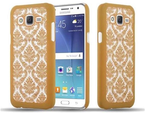 Coque Cadorabo pour Samsung Galaxy J5 2015 en OR – Coque rigide Coque de protection en motif floral paisley henné contre les rayures et les chocs