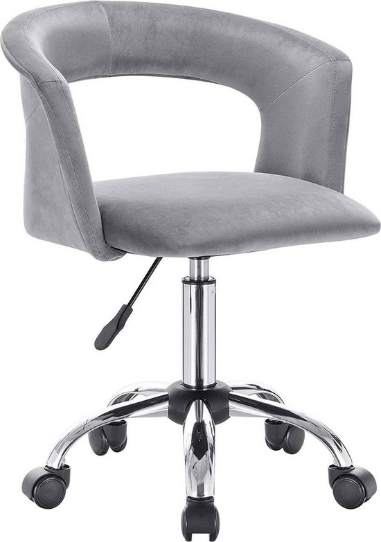Chaise de bureau – Velours – Gris clair – Ergonomique – Réglable en hauteur