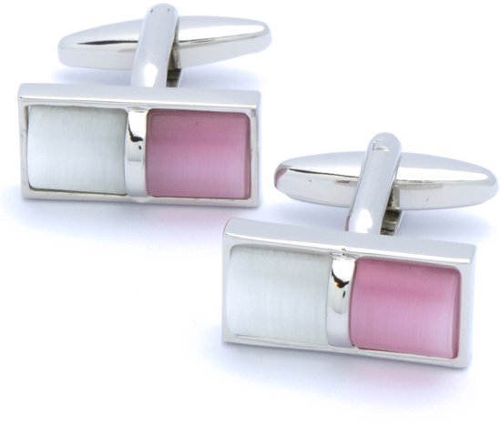 Boutons de manchette – Rectangle Sphère Witte et Pierre Rose